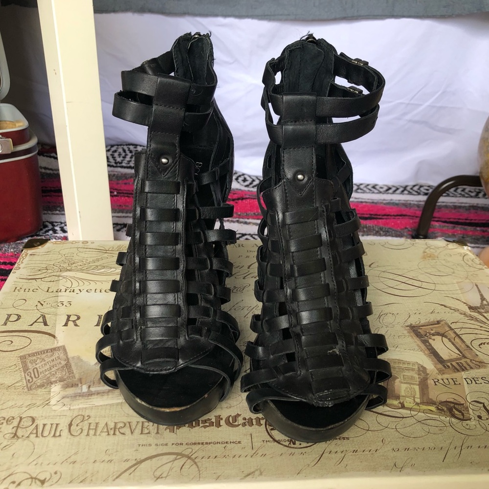 Black strappy BCBGeneration Heels.
